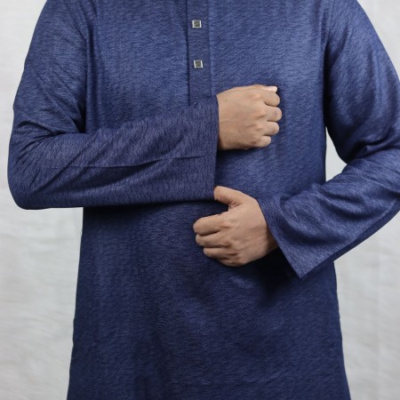 Printed Cotton Panjabi - Blue