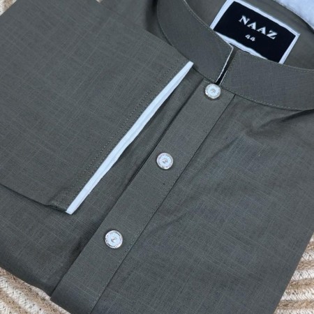 Naaz Premium Remi Cotton Panjabi – Olive