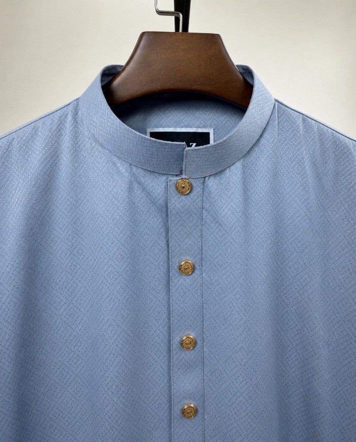 Signature Shine Jacquard Panjabi | Sky Blue